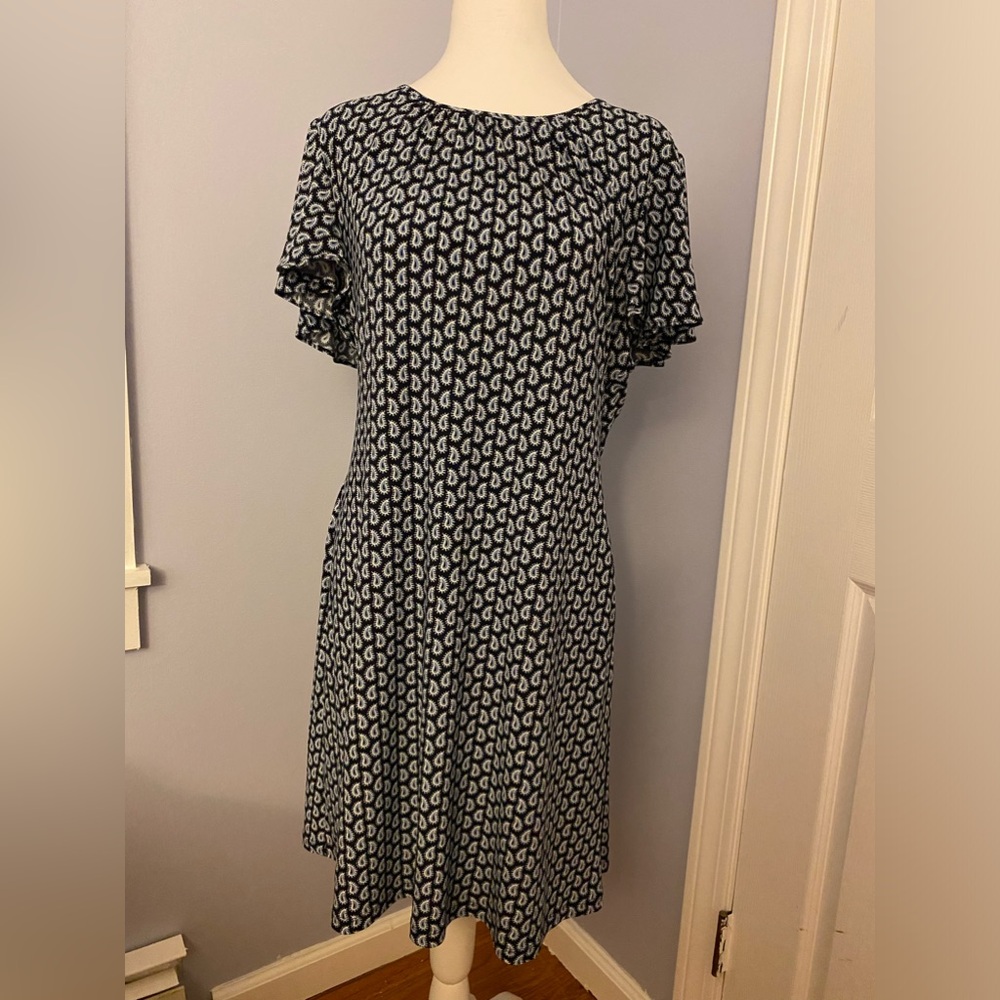 NWT * Tommy Hilfiger navy blue paisley dress; size 12